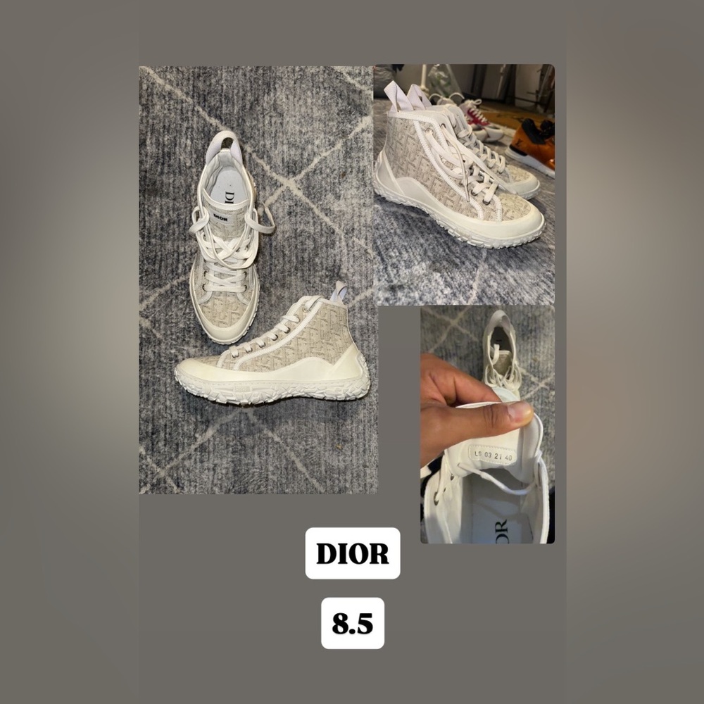 Dior Beige and White High-Top Sneakers